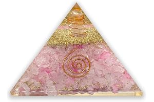 LAMARE - Pirámide de Orgonita con Cuarzo Rosa - Equilibrio Energético y Espiritualidad – Ambiente de Calma y Equilibrio – Armonía y el Bienestar – 3” (76 mm aprox.)