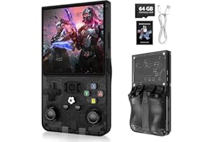 XISKT 2025 Upgrade R36MAX Retro Handheld Game Console Age 12+ with 64GBuilt-in 18000+ Classic Games, Portable Video Gaming Console Linux System 4.0 Inch IPS Screen, 4000mAh Rechargeable Battery-Black