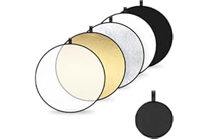 BLUCENT 5 in 1 Light Reflector 30cm Portable Round Photography Diffuser Collapsible for Photo Studio Portrait Product Indoor Outdoor Shooting (Translucent/Silver/Gold/White/Black)