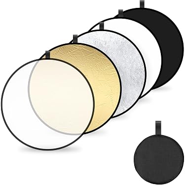 Réflecteur Lumière Photo Rond 2 En 1 60cm - Or/Argent Avec Sac, Pliable Et Portable