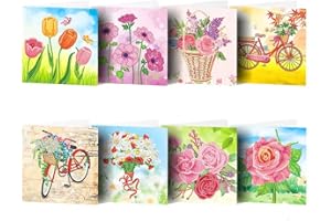 ycyingcheng Yingcheng - Biglietti di ringraziamento con diamanti 5D, personalizzati a forma di cesto di fiori colorati per bicicletta, cartoline per Natale, compleanno, ringraziamento