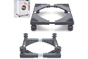 UISEBRT Waschmaschinen Untergestell mit 4 Füßen - Grau Verstellbare Waschmaschinensockel mit Rutschfester Stoßdämpfungsfunktion für Trockner Gefrierschrank Waschmaschine Kühlschrank - Bärenlast 200KG