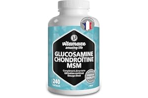 Glucosamine Chondroïtine avec MSM et Vitamine C 2250mg - Complexe pour les Articulations 240 Gelules - Complément Alimentaire Naturel sans Additifs