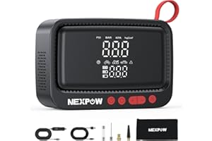 NEXPOW Compresseur à Air Portatif, 150 PSI Gonfleur Pneus Voiture, Pompe de Gonflage Rapide avec Écran Digital et Lumières LED, Arrêt Automatique, Air Pump, pour Voiture, Moto, Vélo, Ballon