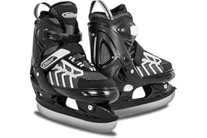 Nattork Adjustable Kids Ice Skate for Boys Girls Adult, Soft Padding and Reinforced Ankle Support Ice Hockey Skates（Gray, L）