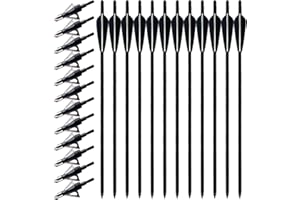 FYANER Flechas de Ballesta, Flechas Ballesta Fibra de Carbono de Flecha 20 Pulgadas, 12 Flechas para Ballesta de Caza y 12 Puntas Punta de Flecha