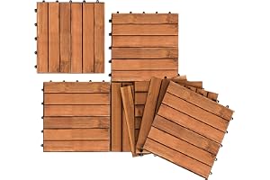 Herrselsam Träplattor Balkong, Akacia-trä 30 x 30 cm 6 Ribbor Kakel 1 m², Lämplig som terrasseplattor och balkongplattor, inomhus och utomhus (55 stycken)