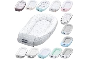 BELLOCHI GROWING IN STYLE Bellochi Nido Bebe Recien Nacido Reductor de Cuna Nido para Bebe - 100% Algodón - Oeko-Tex Certificado - 90x60x12cm con Bordes Protectores - Star Copse