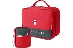 Zimohe 2stk Medikament Tasche Große Kapazität Medizinische Notfalltasche Leer wasserdichte Medizin Aufbewahrungstasche Tragbar Medikamententasche Für Home Office Reisen (Rot)