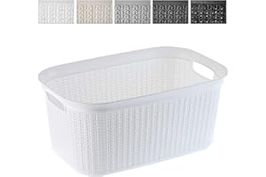 KADAX Cesta Portabiancheria in Plastica per Bagno e Lavanderia, Cesto della Biancheria Sporca, Cestino del Bucato, Porta Biancheria (Bianco, 27 L)