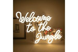 INEONLIFE Bienvenue dans la jungle néon logo blanc LED mot néon logo décoration murale USB lettre logo jardin maison entrée porche parti cadeau