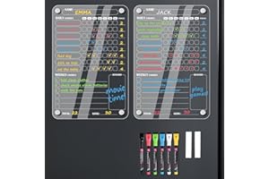BIROYAL Magnetic Chore Chart for Kids 2 Pcs, 20×30 cm Acrylic Reward Charts for Two Children, Weekly Behavioir Chart for Teens Multiple Kids, with 6 Markers for Refrigerator, Board for Behave and Goals