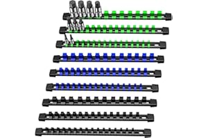 VORXEON 9PCS ABS Socket Organizer Holder Storage Rail 1/4 Inch x 48 Clips and 3/8 Inch x 45 Clips and 1/2 Inch x 36 Clips for Tool Box Drawer