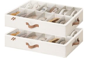 StorageWorks Under säng skostorage organisatör, 76 x 72 x 13.5 cm under säng sko container med justerbara avdelningar för upp