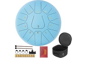 BQKOZFIN Stahlzungentrommel 10 Zoll 11 Töne, Steel Tongue Drum C Dur für Meditation Yoga Klangheilung, mit Trommelschlägeln, Tragetasche, Fingercot (Hellblau)