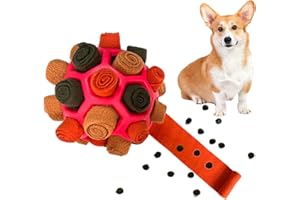 CIIVURR Schnüffelball für Hunde, Hundespielzeug Schnüffelteppich Schnüffelspielzeug für Hunde Training Tragbarer Haustier Puzzle Snuffle Ball Toys für Kleine Mitte Groß Hunde (Herbstrot)