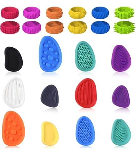 Bague Anti Stress, 12 Pcs Anneaux Sensoriels pour Adulte, Anneaux Sensoriels en Silicone Souple avec Textures, Améliorer la Concentration, Jouets Anti-Stress Colorés