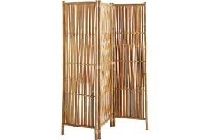 Box and beyond - Inredningsskärm - 139 x 160 cm - bambu - 3 paneler - rumsavdelare - sovrum, vardagsrum, kontor - naturlig oc