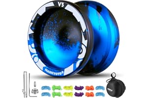 MAGICYOYO Professionelles JoJo V3 Responsive Yoyo für Kinder, Dual Purpose Yo Yo mit Unresponsive Jo-Jo-Modus, Metall YoYo mit JoJo-Lagersatz + 12 Yoyo Schnüre + Tasche (Schwarz Blau)