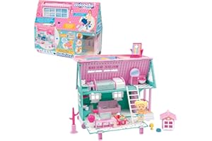 CICCIOBELLO Amicicci - Maison de bébé Amicicci, Maison de Jeux Rose et Vert Gâteau, Petits Copains, y Compris poupée, Jeu de Grand Jouet avec Accessoires de Jeu Amusants, 3 Ans, Célèbre (AMC04000)