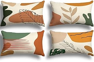 ZWJD Lot de 4 Housses de Coussins 30x50 Motif Géométrique Housses de Coussin Décoratives en Coton Lin Taie Oreiller de Canapé Housse De Coussincarré pour Lit Voiture De La Maison Canapé 30 x 50