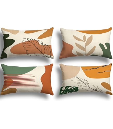 Housse De Coussin - Noël - Lot De 4 - 40x40 Cm - Coton Et Lin - Fermeture Éclair Invisible - Maison