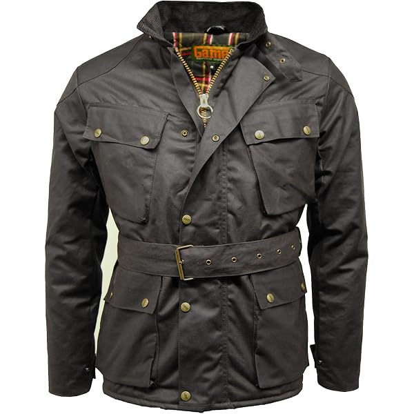 Veste Cirée Style Motard Pour Homme – Imperméable, Col En Velours, 4 Poches, Ceinture Réglable, Marron XXXL