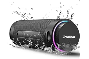 Tronsmart Upgraded T7 360° Surround Sound Portable Bluetooth Speaker with Custom EQ, RGB Light, IPX7 Waterproof, Bluetooth 5.3, Wireless Dual Pairing, Rotary Volume Knob, SD/TF Card for Outdoor Party