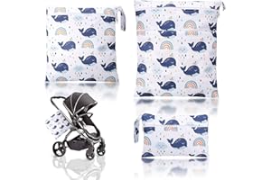 HBSFBH Wetbag Kindergarten, 3 Stück Wetbag Stoffwindeln, Nassbeutel, Wetbag, Windeltasche, Nasstasche, Nasstaschen Wiederverwendbare, Stoffwindeln Nasstaschen, für Schwimmen, Camping, Reisen, Fitness