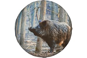 NIBABAEU Funda de repuesto para rueda de coche, diseño de jabalí en bosque, impermeable, a prueba de polvo, bolsa de neumáticos de 15 pulgadas