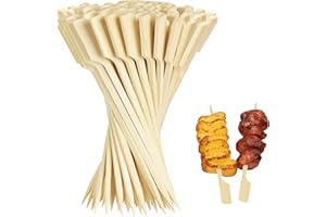 DONOONIS Pique Brochette Bois, 200 Pièces Pic Brochette Bois de 9 Cm, Pique Aperitif en Bambou pour Cocktails, Fruits, Grillades, Boissons, Barbecue, Fondue et Sandwichs