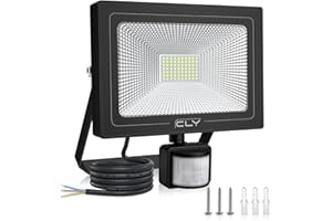 CLY Projecteur LED avec Detecteur de Mouvement 60W, Spot LED Avec Détecteur Blanc Froid LED Éclairage de Sécurité Extérieur 5200LM lumière extérieure Étanche IP66 Pour Patio Jardin Garage l'Entrée