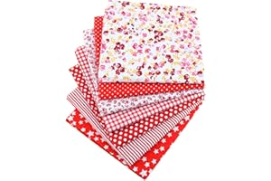 LPAMABA 7 Piezas 50x75cm Diseño de Retales Algodón Telas para Patchwork Retales de Tela Costura Tejido Patchwork para DIY Manualidades Decoración de Costura Artesanal (7PCS*rojo)