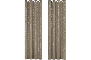 ‎DECONOVO Deconovo Ösenvorhang für Schlafzimmer Dicke Thermovorhang Kälteschutz Thermogardine Hitzeschutz, Blickdichte Vorhänge, Sonnenschutz Gardinen, 240x140cm(HöhexBreite), Taupe, 2er Set