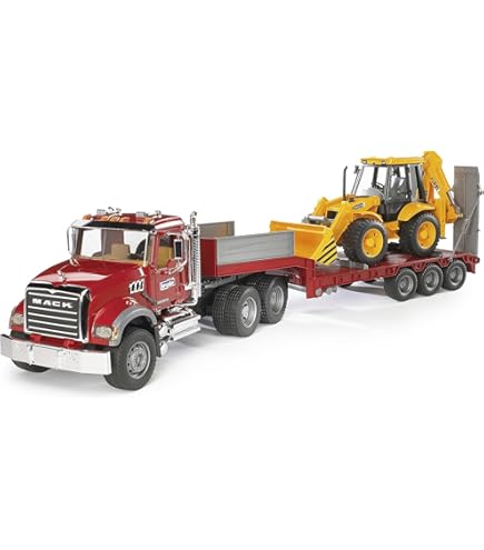 Camion mack avec remorque et tractopelle - bruder 02813 - Jouets pour enfants