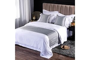 QRGMKL New Solid Color Bed Runners Soft Skin-friendly Bed Scarves High-precision Geometric jacquard Bedding Protector Bedspread for Home Bedroom Hotel-Grey A||210X50cm for 1.5m Bed