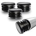 Prescott Plastics 1" (25.4mm) Outer Diameter Ribbed Plastic Hole Plugs, Round Black Metal Tubing End Caps, Strong Furniture Leg Inserts, Impact & Weather Resistant, Made in The USA - 10 Pack