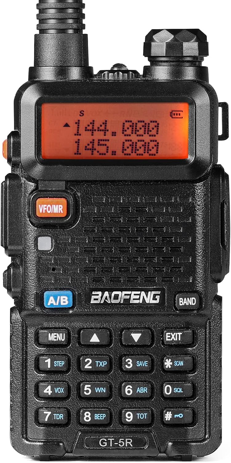 BAOFENG GT-5R Walkie Talkie actualizado Radio Bidireccional UHF VHF de Doble Banda Radio Amateur portátil de Largo Alcance con 144-146/430-440 MHz, 128 Canales, batería de 1800 mAh, Soporte Chirp