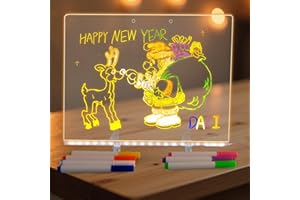 WEJOY LED Note Board with Colors,Rewritable Acrylic Message Board LED Drawing Board,Light Up Doodle Memo Wordpad Night Light for Desktop,Dry Erase Luminous Acrylic Board Home Office Decor(M,20 * 20cm)