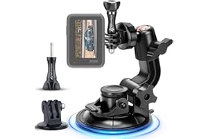 MiPremium Car Suction Cup Mount for GoPro Hero 13 12 11 10 9 8 7 6 5 4 3 3+ 2 Session Black Silver XIAOYI 4K SJCAM Yi Sports Action Camera Dash Cam holder perfect for Boats Vehicle Windshield & Window