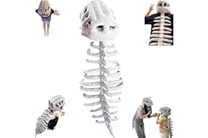 WANWEN Spinosaurus Plüsch-Dino-Outfit, Dinosaurier-Skelett-Plüschkostüm, Halloween-Spaß, 3D-realistisches Dinosaurier-Kostümspielzeug, Spinosaurus-Plüschkostüm für Partys (116cm)