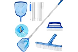 PASLFC Poolbürste mit Teleskopstange,188 cm Pool Kescher mit Teleskopstange,Pool Sieb Kescher Fein,Teichkescher Feinmaschig Algen,Poolnetz Feinmaschig,Kächersieb Pool mit Stab,Reinigung Pool Pflegeset (A)