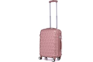 CMY Hard Shell Cabin Carry On Suitcase 55 cm 2.5 kg 35 litres 4 Wheels with Built in 3 Digit Combination Lock, Approved for Ryanair, easyJet, British Airways & More (Rose Gold)