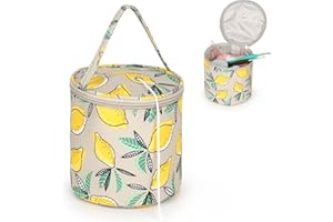 ‎AEELIKE Aeelike Klein Stricktasche Handarbeitstasche für Stricken, Mini Aufbewahrungstasche für Wolle, Häkelzubehör, Häkelnadel, Kurze Stricknadeln Aufbewahrung, 15×14cm Langlebig Garntasche Wolltasche, Gelb