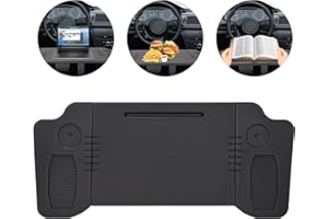 YINNHOM Car Steering Wheel Tray Table for Tesla Model 3 Model Y, Portable Triple Folding Vehicle Seat Mount Desk, Black Car Laptop Holder and Car Tray Table for Eating, Working, Reading, Notebook Laptop