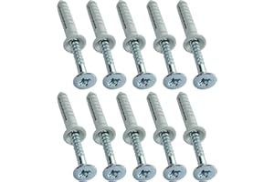 AERZETIX - C49815 - Lot de 10 Chevilles à clou plastique avec vis à tête fraisée - Ø5x30mm - universelle avec collerette - pour fixation en béton/brique/pierre