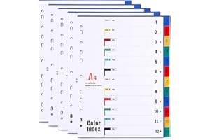 LELADY JEWELRY Divisori e Segnaletica, 5 pezzi, Formato A4, Numeri 1-12, Multicolore