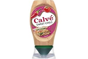 Calvé Salsa Sweet Chili, Salsa Dolce e Piccante, Formato 250 ml Top Down con Peperone Rosso e Peperoncino, Pensato per Pollo Fritto, Tacos e Piatti Asiatici