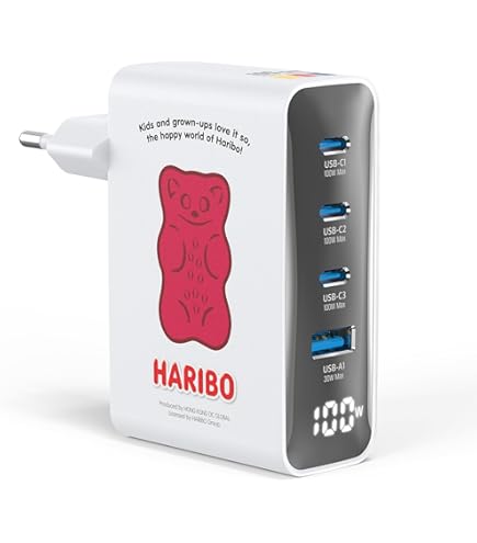 TOPADRE 100W USB-C-oplader, USB-C-stroomadapter met twee 2m-kabels en LED-scherm, 4-poorts GaN multipoort snellader voor iPhone 16, 15, 14 Pro Max, MacBook Air Pro, iPad en Galaxy. Wit