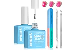 AUBEIFOU 2 Piece Gel Nail Polish Remove,Fast Gel Polish Remover Peel off in 3-6 minutes,Gel Remover with 2 Gel Polish Scraper & 1 Nail File,Quickly Easily Clean,No Damage To Nails